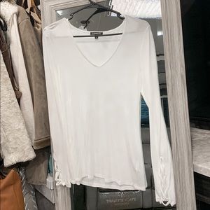 Express white criss cross long sleeve top medium